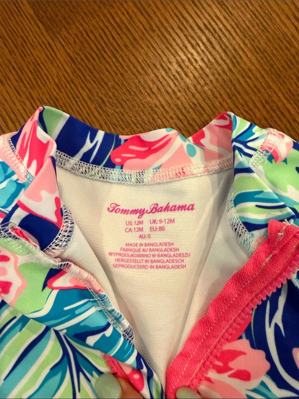 Tommy Bahama Girls Floral Long-Sleeve Rashguard Set in Pink, Blue & Green